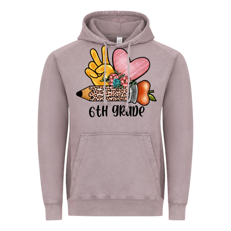 Peace Love 6th Grade Vintage Hoodie by JahusDesignShop | Teevron