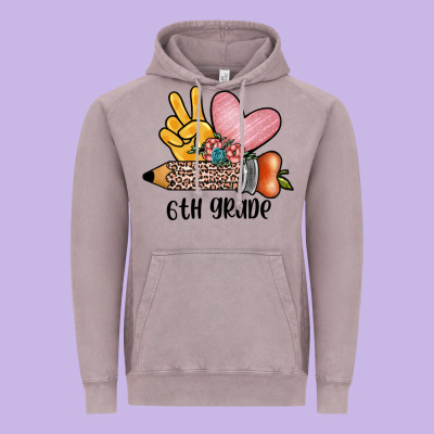 Peace Love 6th Grade Vintage Hoodie Designed By Jahusdesignshop