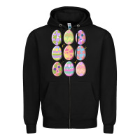 Black vintage easter eggs Zipper Hoodie - MaliasSmallBusiness