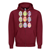 Burgundy vintage easter eggs Zipper Hoodie - MaliasSmallBusiness