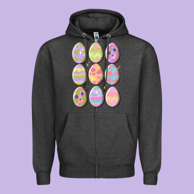 Vintage Easter Eggs Zipper Hoodie Designed By Maliassmallbusiness