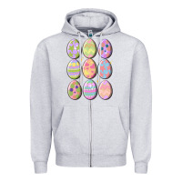 Heather Grey vintage easter eggs Zipper Hoodie - MaliasSmallBusiness