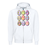 White vintage easter eggs Zipper Hoodie - MaliasSmallBusiness