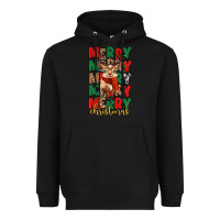 Black merry christmas reindeer Heavyweight Hoodie - MaliasSmallBusiness