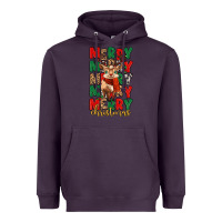 Plum merry christmas reindeer Heavyweight Hoodie - MaliasSmallBusiness