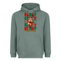 Sage merry christmas reindeer Heavyweight Hoodie - MaliasSmallBusiness