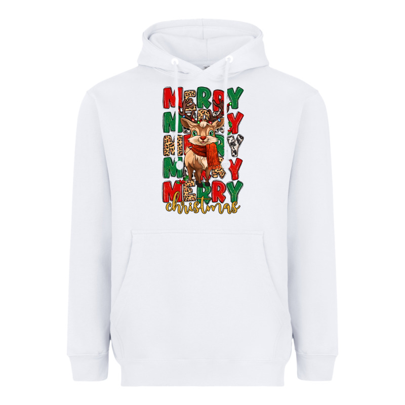 Merry Christmas Reindeer Heavyweight Hoodie by MaliasSmallBusiness | Teevron