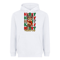 White merry christmas reindeer Heavyweight Hoodie - MaliasSmallBusiness