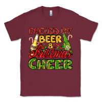 Burgundy fueled by beer and christmas cheer with beer bottles Classic Tee - AdoDesignShop