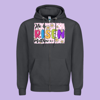 Checkered Risen Zipper Hoodie Designed By Maliassmallbusiness