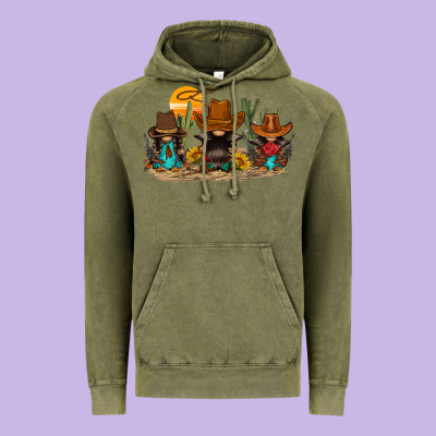 Western Gnomies Vintage Hoodie Designed By Fadigitalartstudio