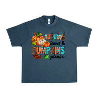 Midnight Navy autumn leaves pumpkin please Urban Heavy Tee - AdoDesignShop