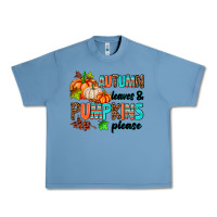 Pebble Blue autumn leaves pumpkin please Urban Heavy Tee - AdoDesignShop