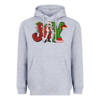 Heather Grey Joy Black Santa Heavyweight Hoodie - MaliasSmallBusiness