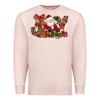 Pale Pink joy christmas with santa bbs Premium Sweatshirt - BundleAndBundleShop