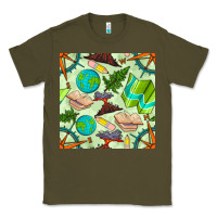 Army Green geography class seamless pattern Classic Tee - BundleAndBundleShop