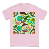 Bubblegum Pink geography class seamless pattern Classic Tee - BundleAndBundleShop