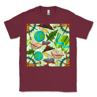 Burgundy geography class seamless pattern Classic Tee - BundleAndBundleShop