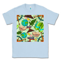 Dusty Blue geography class seamless pattern Classic Tee - BundleAndBundleShop