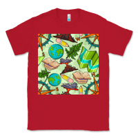 Red geography class seamless pattern Classic Tee - BundleAndBundleShop