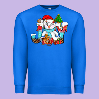 Joy Christmas With Snowman Bbs Premium Sweatshirt Designed By Bundleandbundleshop