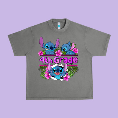 Preview Flower Stitch  4th Grade Urban Heavy Tee Designed By Adodesignshop