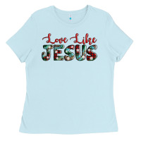 Baby Blue love like jesus Ladies Tee - AdoDesignShop