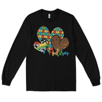 Black autism hearts leopard cowhide Long Sleeve Tee - Artiststas
