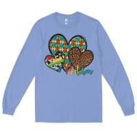 Colony Blue autism hearts leopard cowhide Long Sleeve Tee - Artiststas