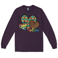 Plum autism hearts leopard cowhide Long Sleeve Tee - Artiststas