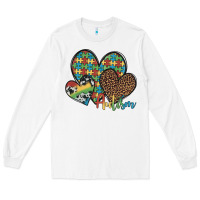 White autism hearts leopard cowhide Long Sleeve Tee - Artiststas