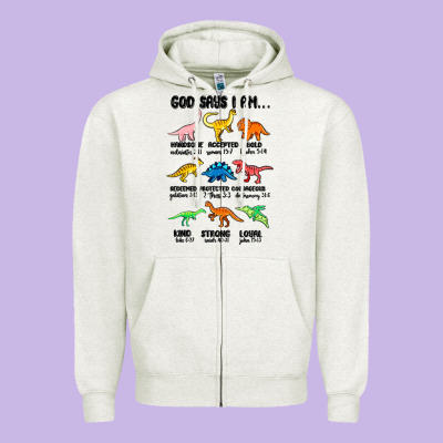 God Says I Am Dinosaurs Handsome Zipper Hoodie Designed By Maliassmallbusiness
