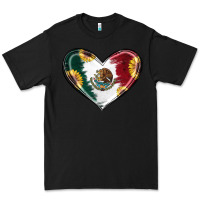 Black Sunflower Mexican Flag Heart Premium Tee - RanaPortraitStore