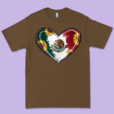 Premium Tee Sunflower Mexican Flag Heart