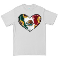 Dove Grey Sunflower Mexican Flag Heart Premium Tee - RanaPortraitStore