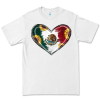 White Sunflower Mexican Flag Heart Premium Tee - RanaPortraitStore