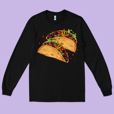 Mexican Taco's Long Sleeve Tee Designed By Adodesignshop