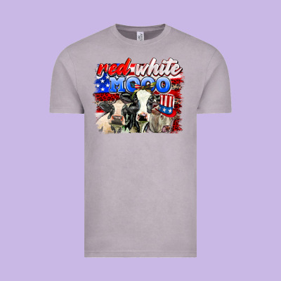 Red White Moo Vintage Tee Designed By Adodesignshop