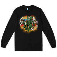 Black cowhide aztec sunflowers cactus Long Sleeve Tee - AdoDesignShop