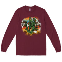 Burgundy cowhide aztec sunflowers cactus Long Sleeve Tee - AdoDesignShop