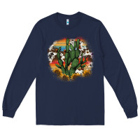 Navy cowhide aztec sunflowers cactus Long Sleeve Tee - AdoDesignShop