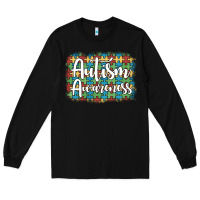 Black autism awareness puzzle background Long Sleeve Tee - Artiststas
