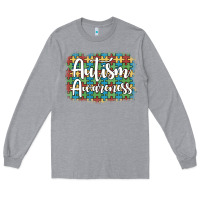 Heather Grey autism awareness puzzle background Long Sleeve Tee - Artiststas
