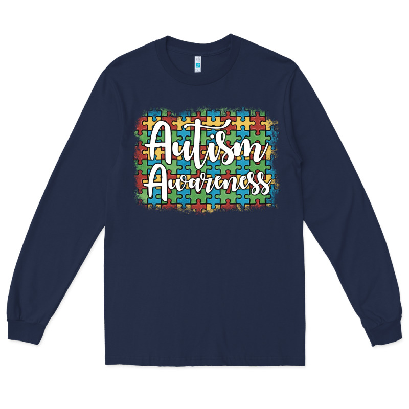 Autism Awareness Puzzle Background Long Sleeve Tee by Artiststas | Teevron