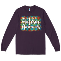 Plum autism awareness puzzle background Long Sleeve Tee - Artiststas