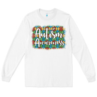 White autism awareness puzzle background Long Sleeve Tee - Artiststas