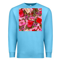 Ocean Blue valentines day coffee cups and love letter with xoxo and leopard seaml Premium Sweatshirt - BundleAndBundleShop