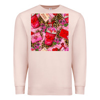 Pale Pink valentines day coffee cups and love letter with xoxo and leopard seaml Premium Sweatshirt - BundleAndBundleShop