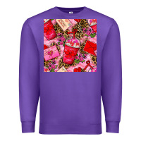 Purple valentines day coffee cups and love letter with xoxo and leopard seaml Premium Sweatshirt - BundleAndBundleShop