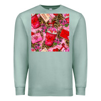 Seafoam valentines day coffee cups and love letter with xoxo and leopard seaml Premium Sweatshirt - BundleAndBundleShop